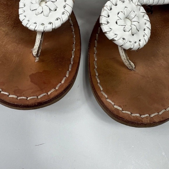 Jack Rogers White Leather Thong Sandals Size 6M Flip Flops - Picture 4 of 14
